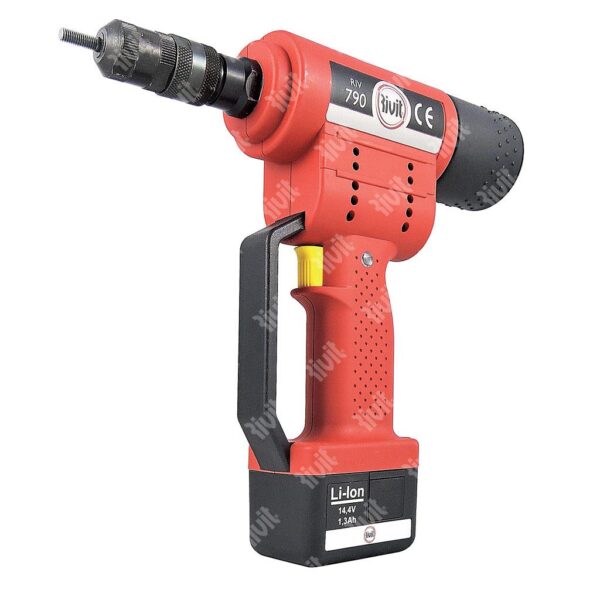 RIV790-PERÇİN SOMUNLARI İÇİN PİLLİ ALET M4/M5/M6 + PİL 14.4V RIV790
