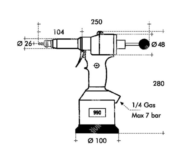 RIV990- HAVALI ALTIGEN DELİK AÇMA PUNCH MAKİNASI M4-M10 (KİT HARİÇ) - Görsel 2